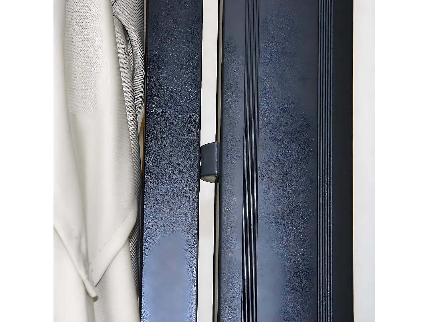 Ombrellone parasole decentrato MCW-A96 3,5x3,5m alluminio con volante avorio grigio girevole con base