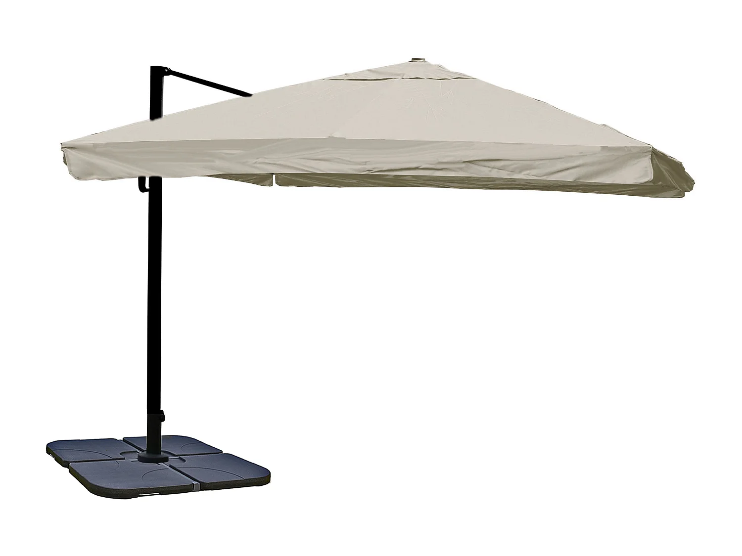 Ombrellone parasole decentrato MCW-A96 3,5x3,5m alluminio ~ con volante avorio grigio girevole con base