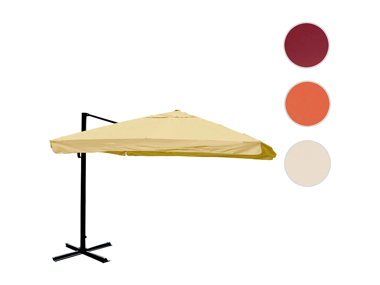 Zweefparasol MCW-A96 III,  Flap, crème zonder standaard, draaibaar