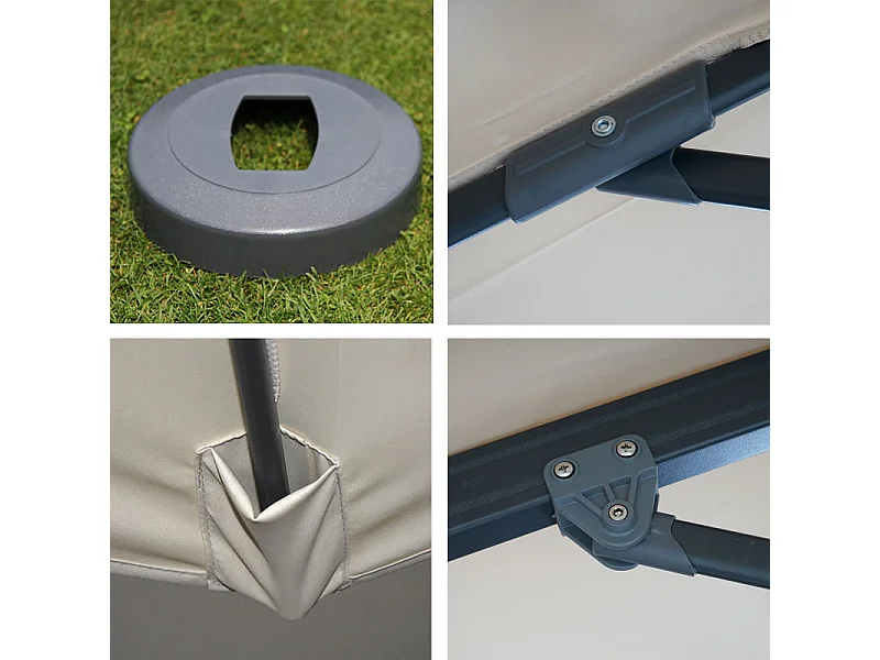 Ombrellone parasole decentrato MCW-A96 rotondo 4m alluminio avorio con base