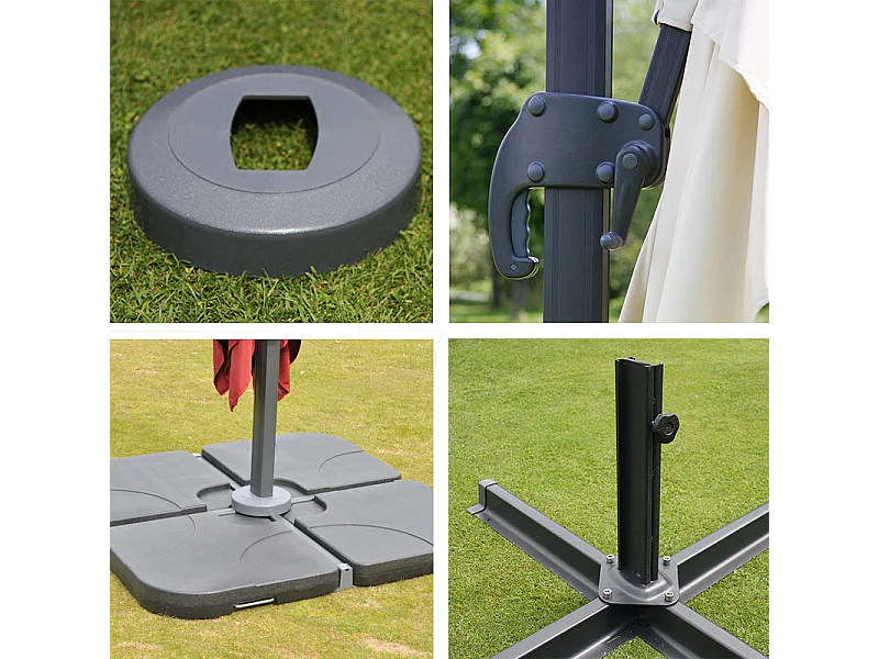 Ombrellone parasole decentrato MCW-A96 3x3m alluminio arancione con base