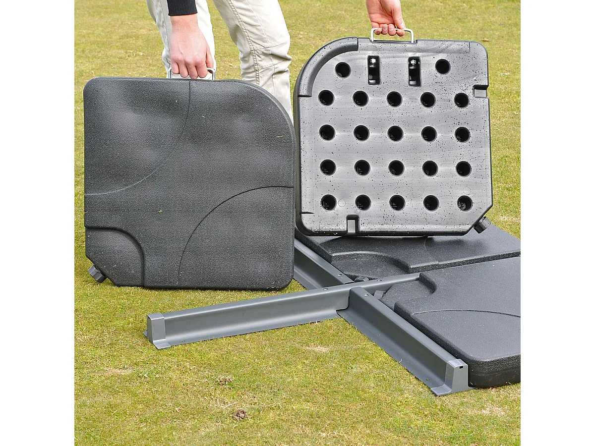 Ombrellone parasole decentrato MCW-A96 3x3m alluminio arancione con base