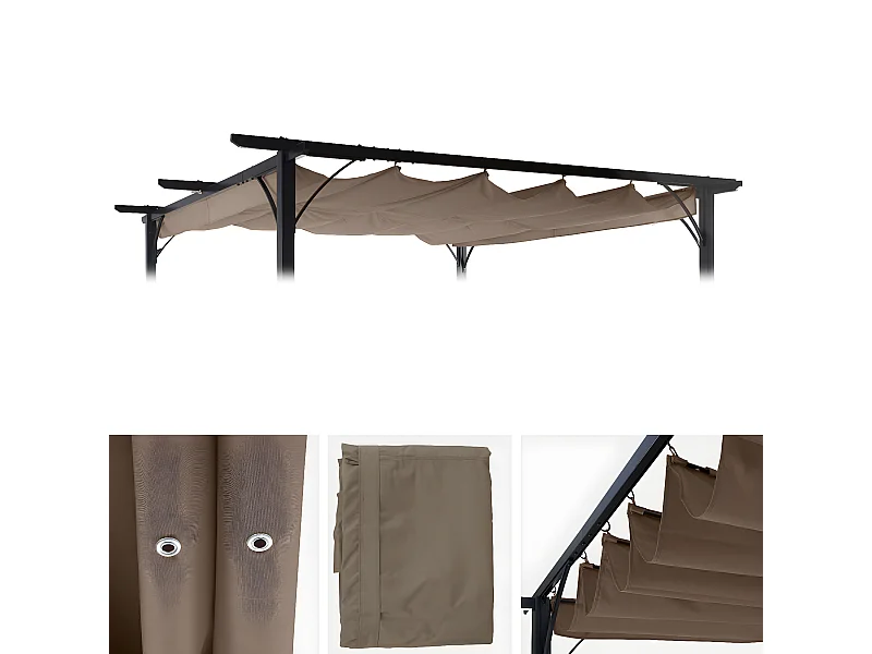 Wymienna pokrywa dachu pergoli MCW-C42,  taupe-brown