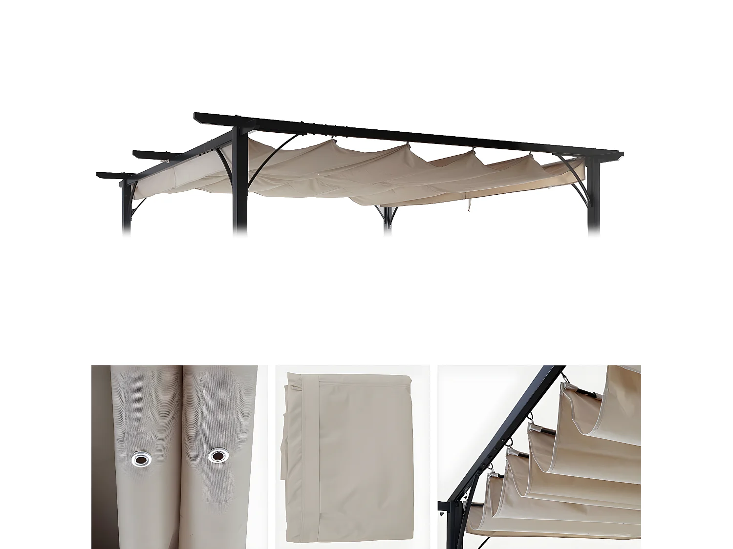 Telo di ricambio copertura tetto per gazebo MCW-C42 poliestere 250x320cm avorio