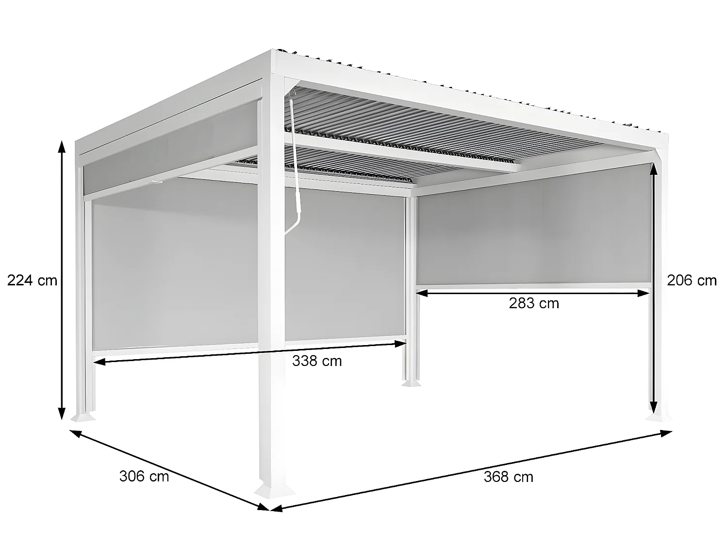 Pergola aluminiowa MCW-L41 z 3 ściankami bocznymi,  biały