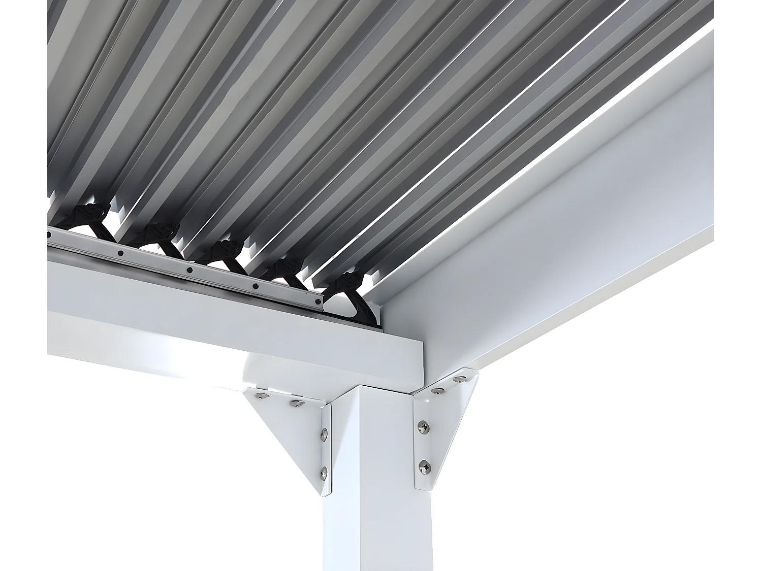 Pergola aluminiowa MCW-L41 z 3 ściankami bocznymi,  biały