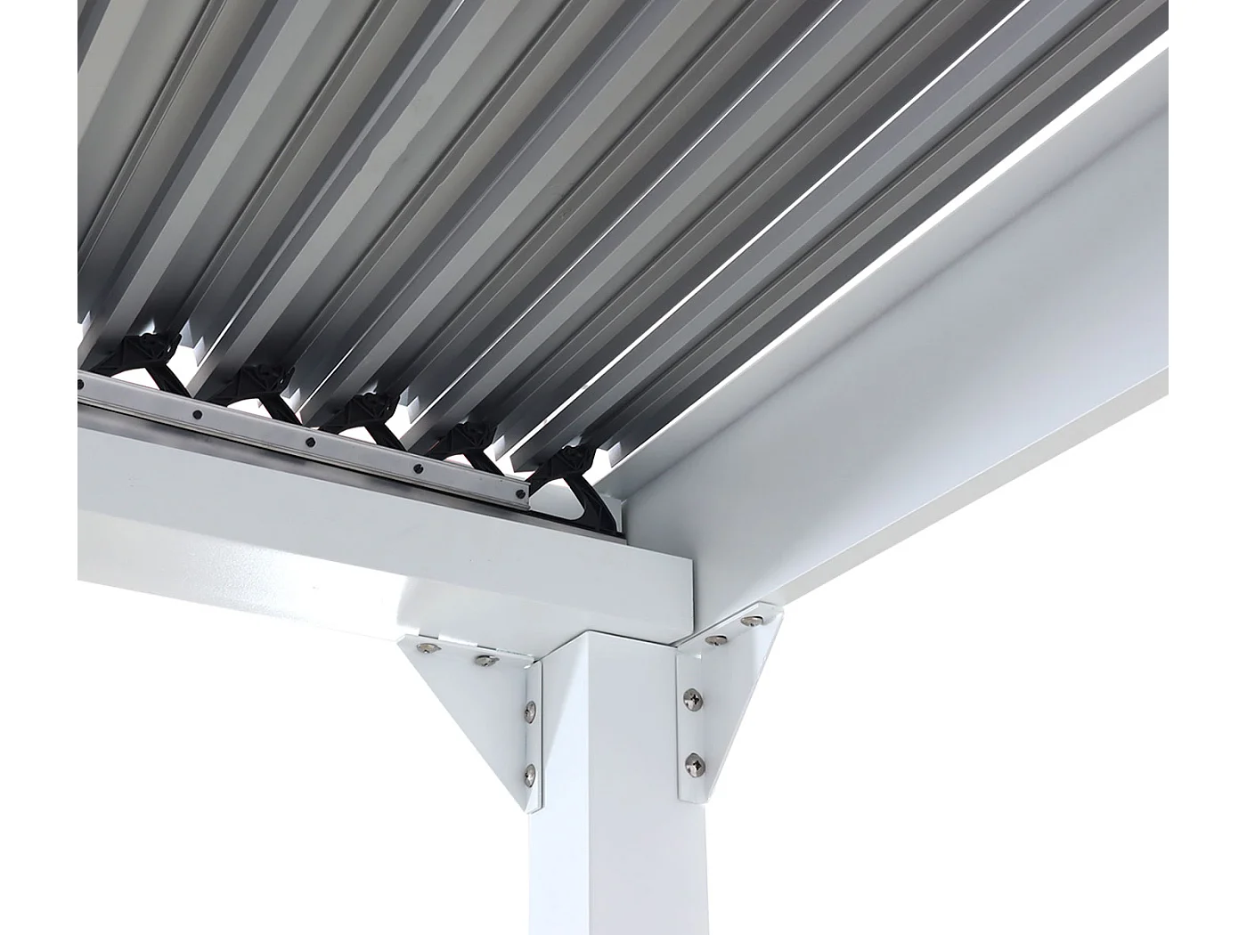 Aluminiumspergola MCW-L41 med 3 sidevægge,  hvid