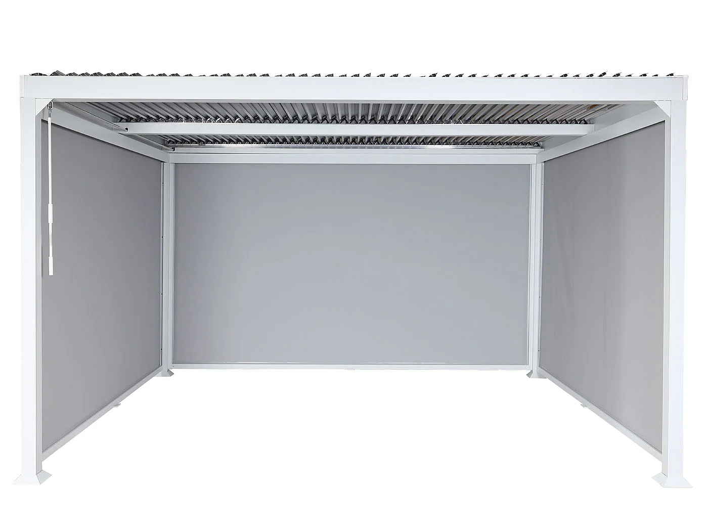 Aluminiumspergola MCW-L41 med 3 sidevægge,  hvid