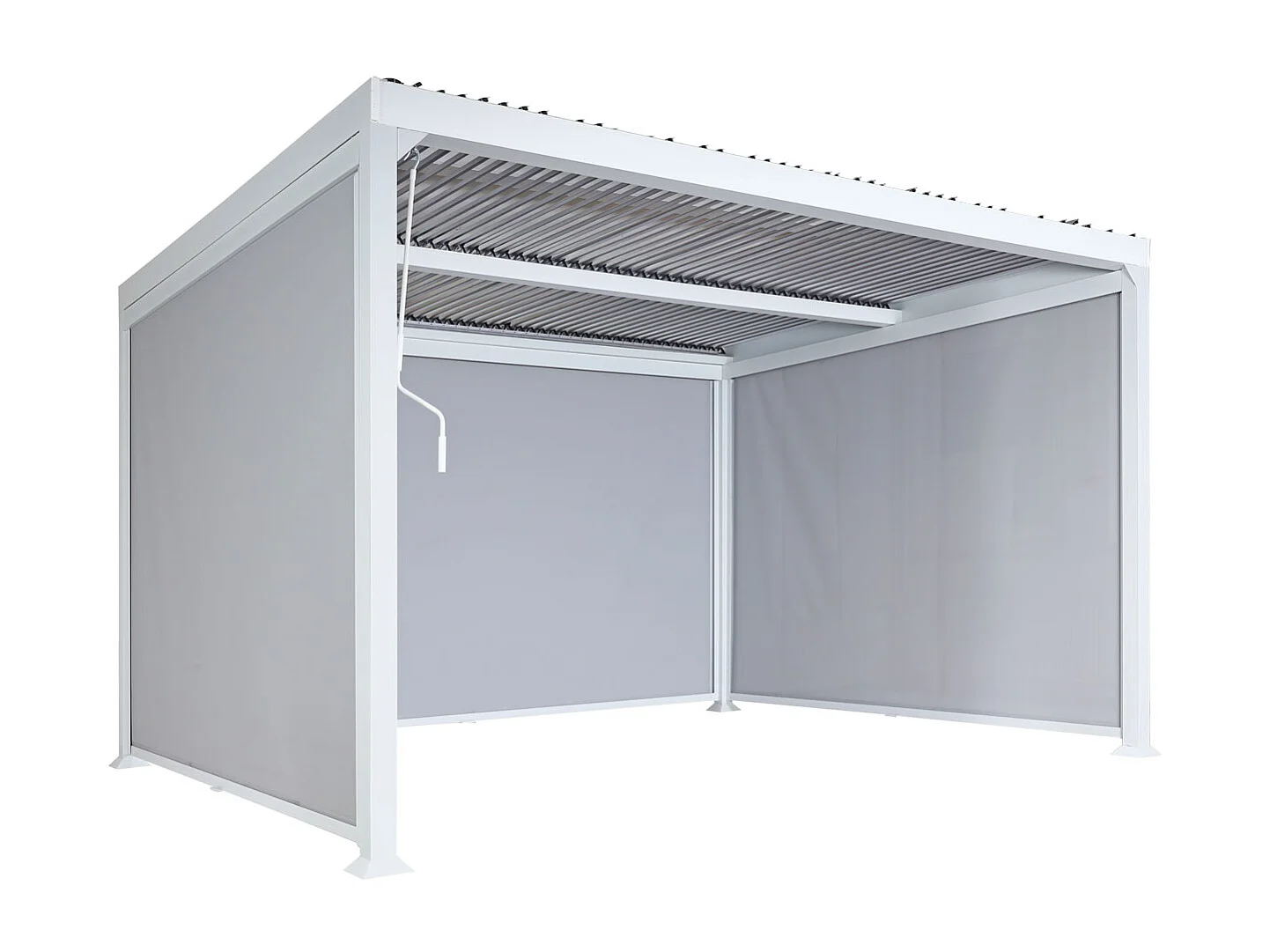 Aluminiumspergola MCW-L41 med 3 sidevægge,  hvid