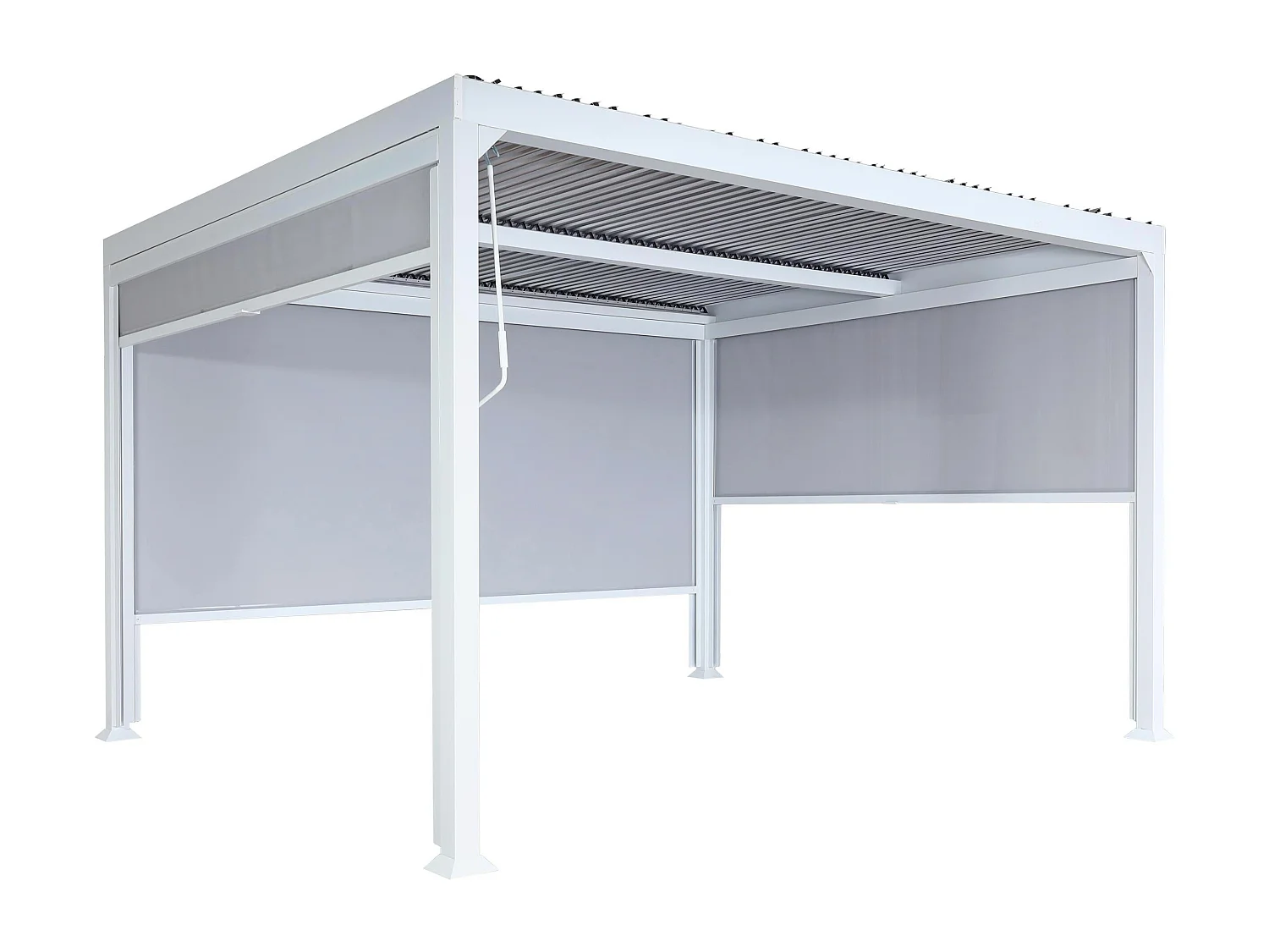 Aluminiumspergola MCW-L41 med 3 sidevægge,  hvid