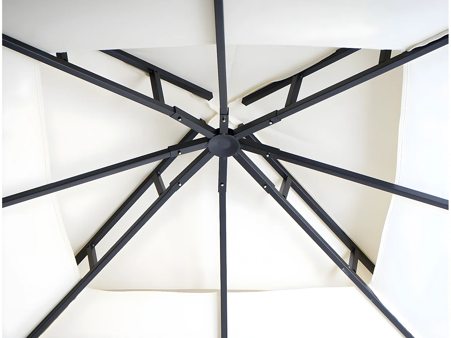 Pergola MCW-F94 staal + zijwand,  crème-beige