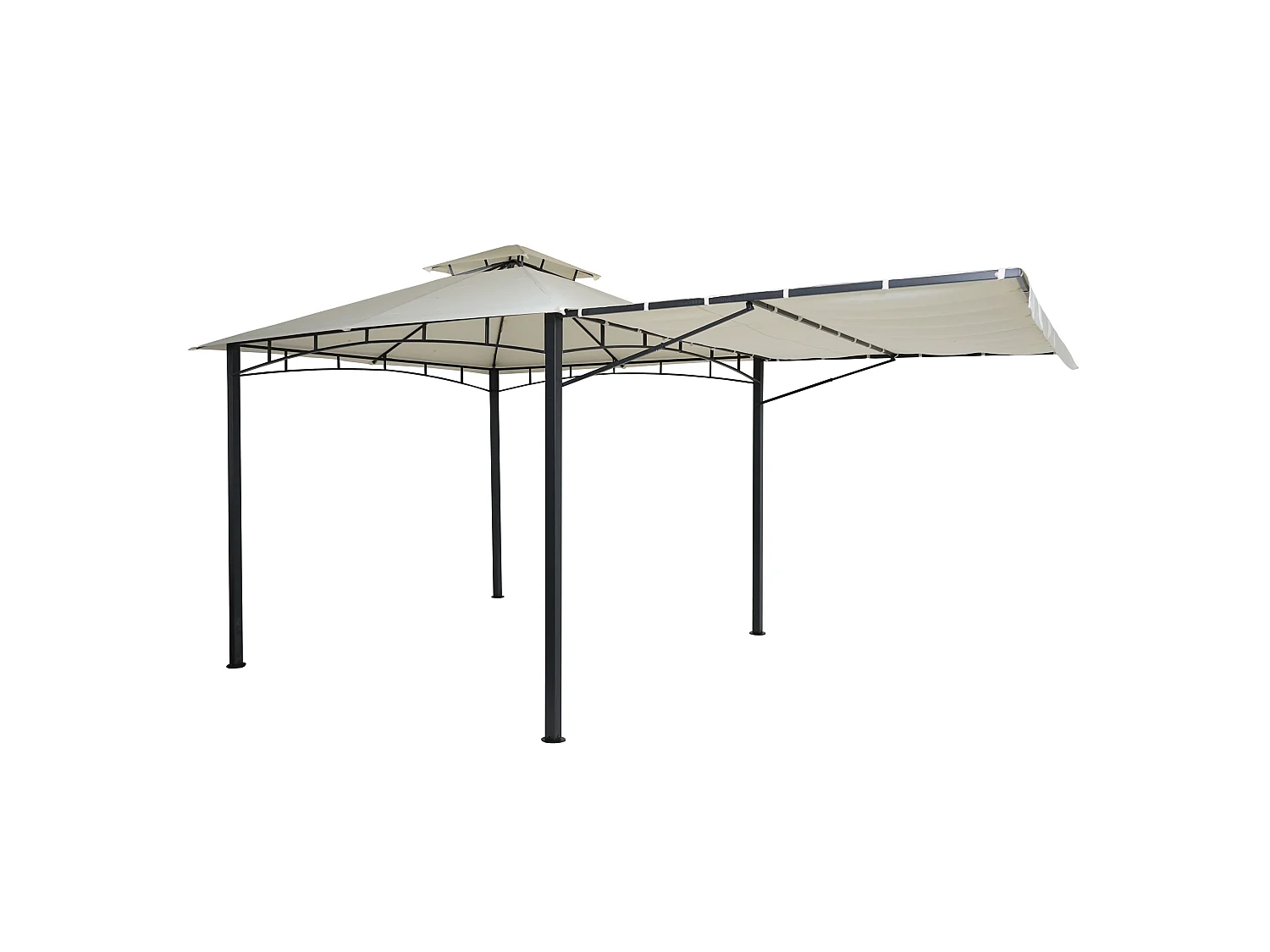 Pergola MCW-F94 stal + ściana boczna,  kremowo-beżowy