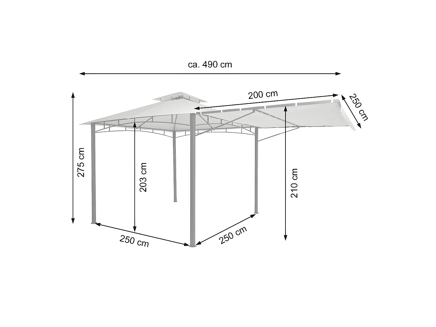 Pergola MCW-F94 stal + ściana boczna,  kremowo-beżowy
