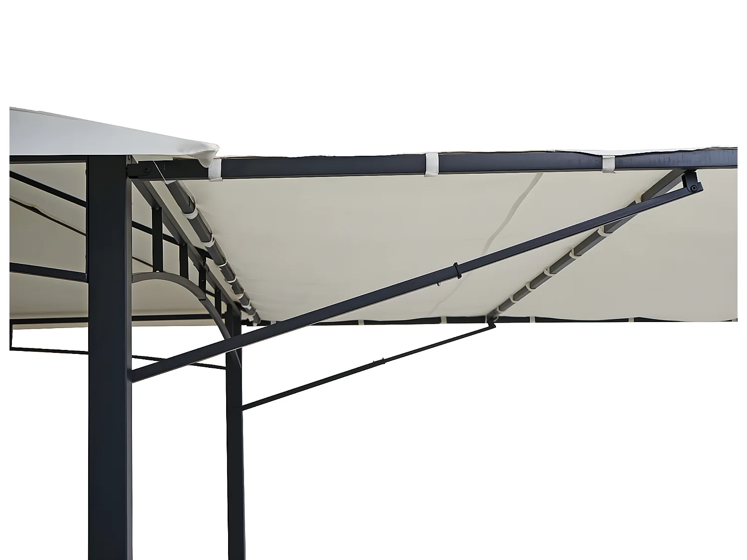 Pergola MCW-F94 stal + ściana boczna,  kremowo-beżowy