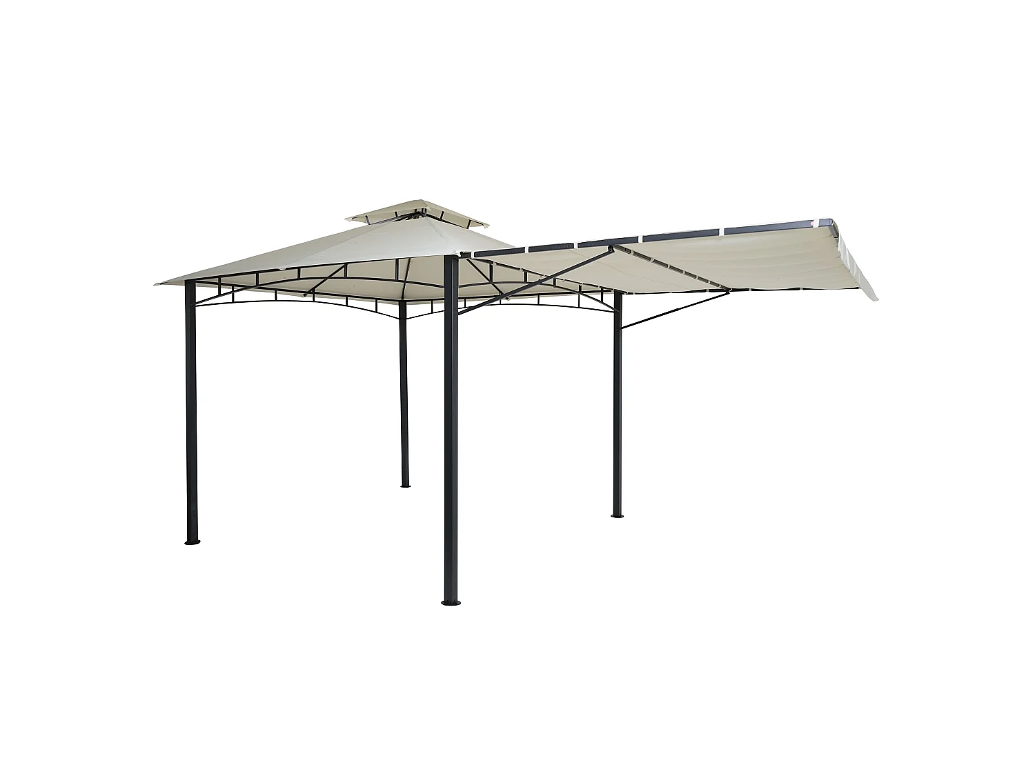 Gazebo pergola estensibile baldacchino moderno elegante giardino patio MCW-F94 acciaio poliestere 2,5x2,5m avorio