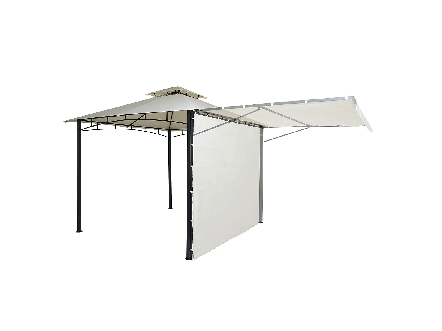 Gazebo pergola estensibile baldacchino moderno elegante giardino patio MCW-F94 acciaio poliestere 2,5x2,5m avorio