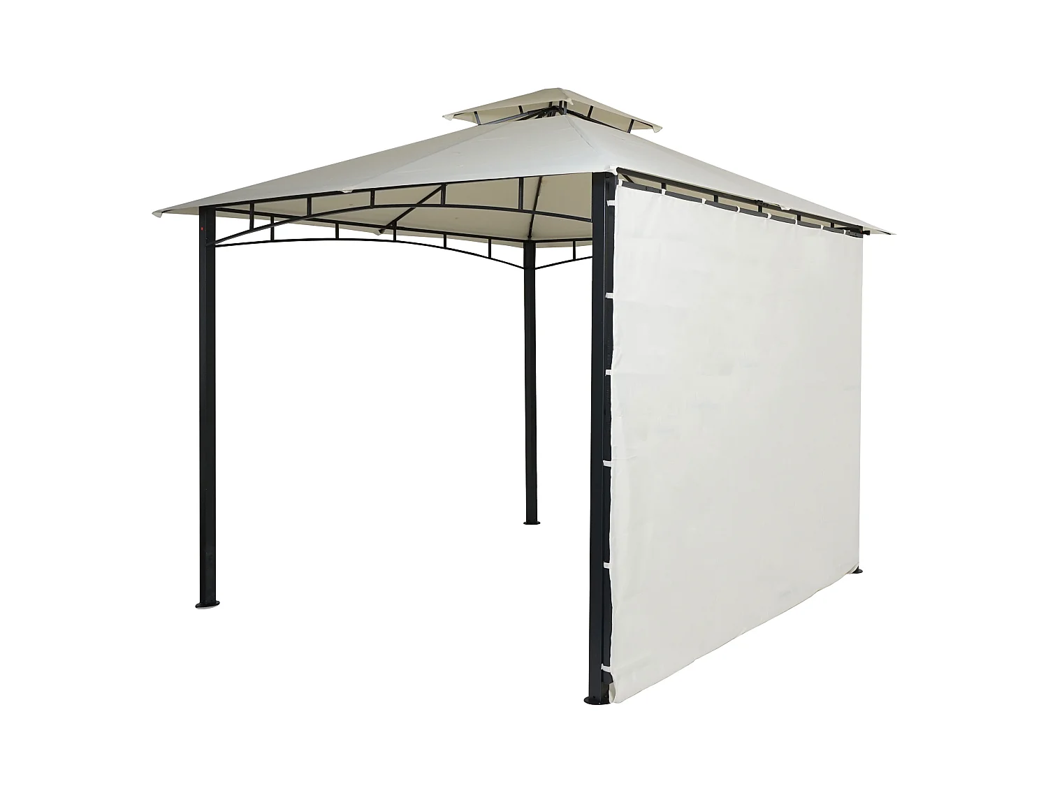 Gazebo pergola estensibile baldacchino moderno elegante giardino patio MCW-F94 acciaio poliestere 2,5x2,5m avorio