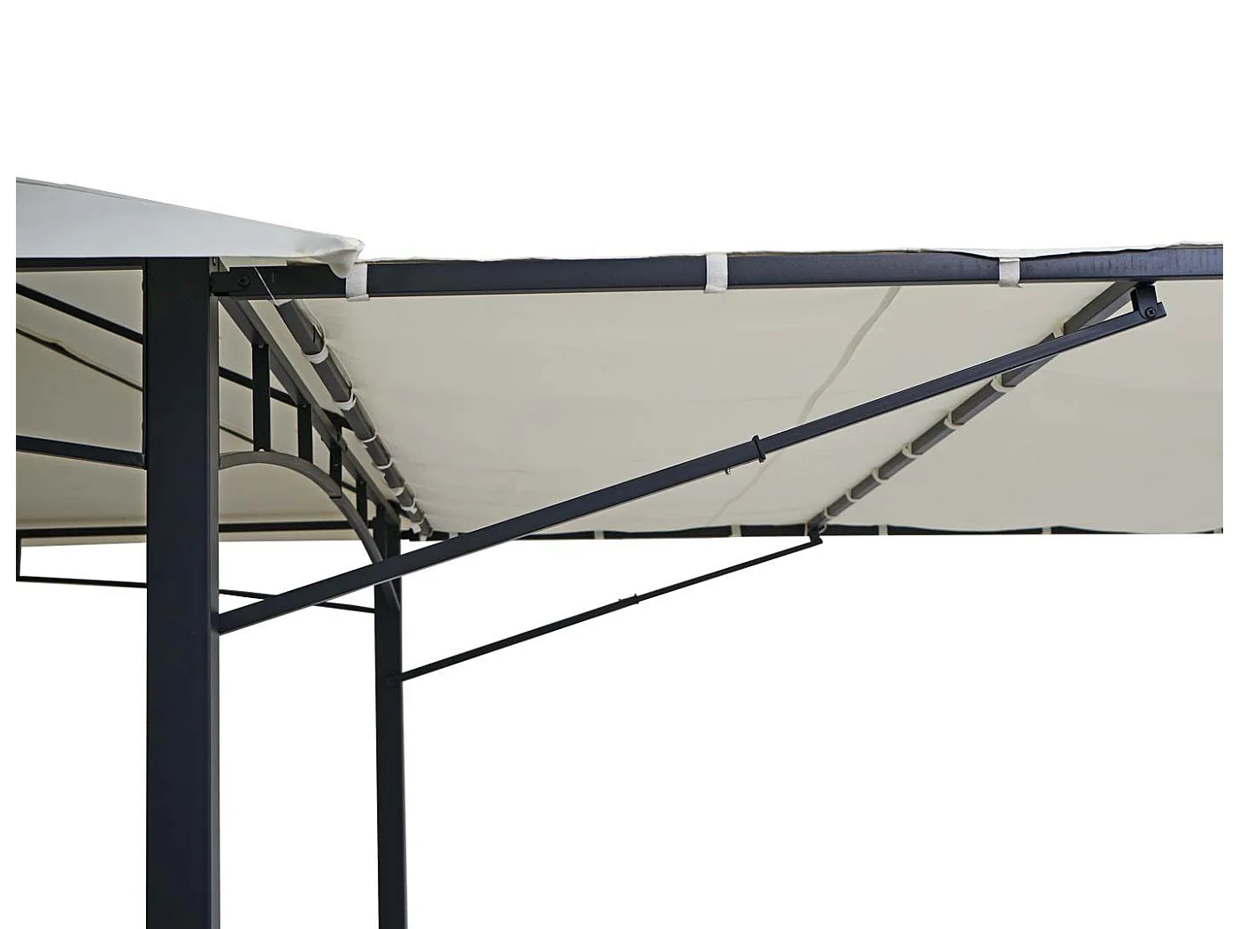 Gazebo pergola estensibile baldacchino moderno elegante giardino patio MCW-F94 acciaio poliestere 2,5x2,5m avorio