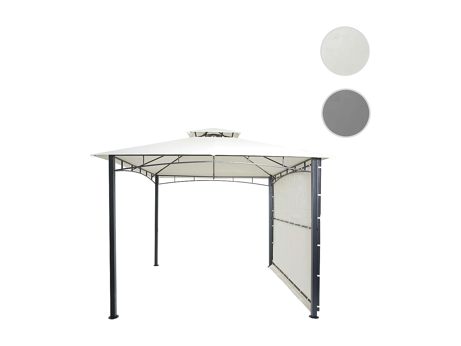 Gazebo pergola estensibile baldacchino moderno elegante giardino patio MCW-F94 acciaio poliestere 2,5x2,5m avorio