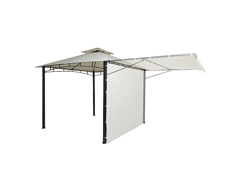 Pergola MCW-F94 stal + ściana boczna,  kremowo-beżowy