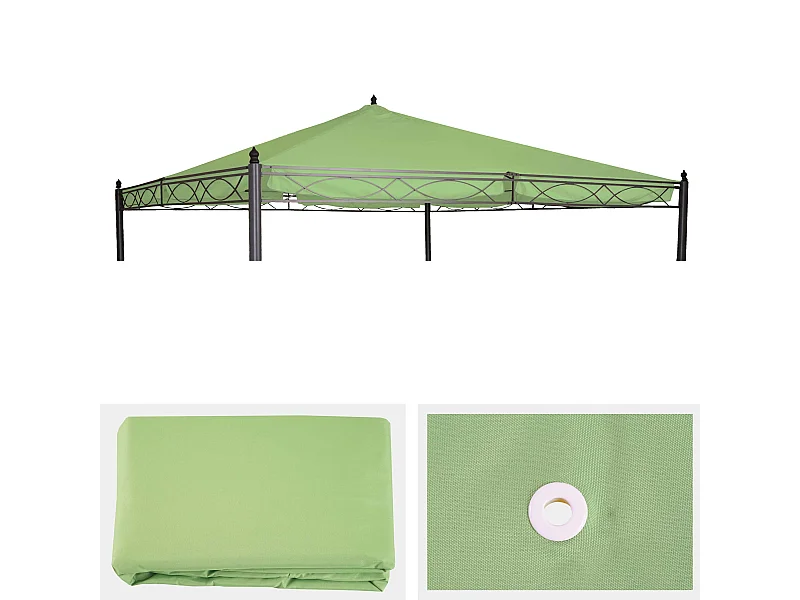 Telo di ricambio copertura tetto per gazebo Cadice poliestere 4x4m verde