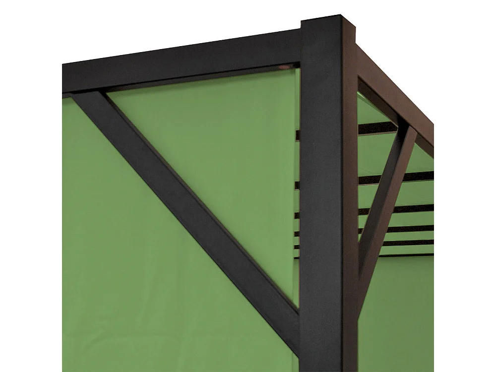 Pergola Baia, Garten Pavillon Terrassenüberdachung, stabiles 6cm-Stahl-Gestell + Schiebedach grün, 3x4m