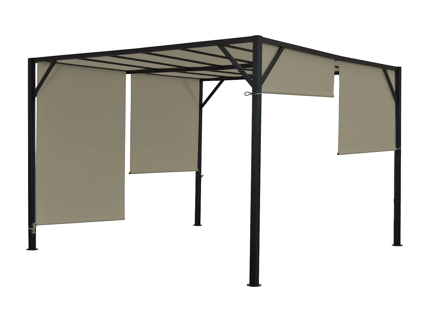 Gazebo pergola regolabile baldacchino moderno elegante giardino patio Baia acciaio poliestere 3x3m marrone beige