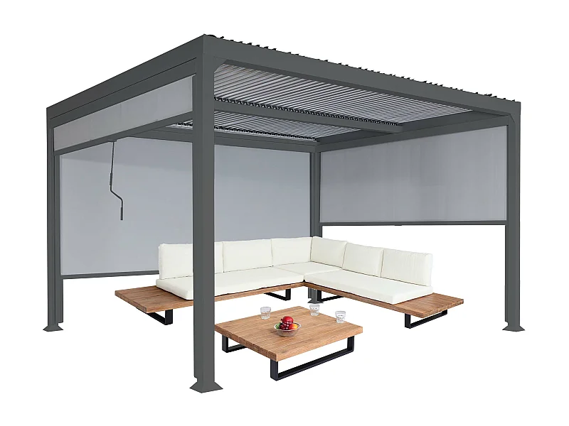 Pergola aluminiowa MCW-L41 z 3 ściankami bocznymi,  antracyt
