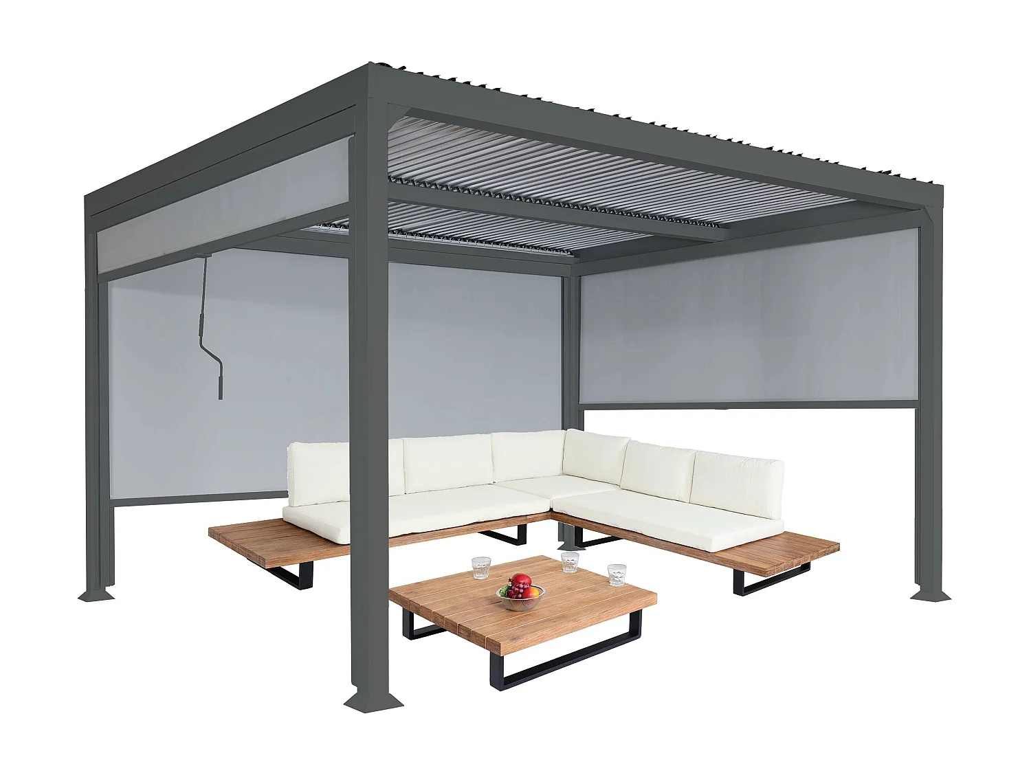 Pergola aluminiowa MCW-L41 z 3 ściankami bocznymi,  antracyt