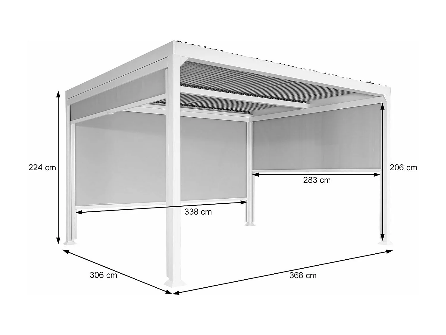 Pergola aluminiowa MCW-L41 z 3 ściankami bocznymi,  antracyt