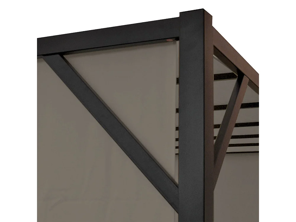 Gazebo pergola regolabile baldacchino moderno elegante giardino patio Baia acciaio poliestere 4x3m marrone beige