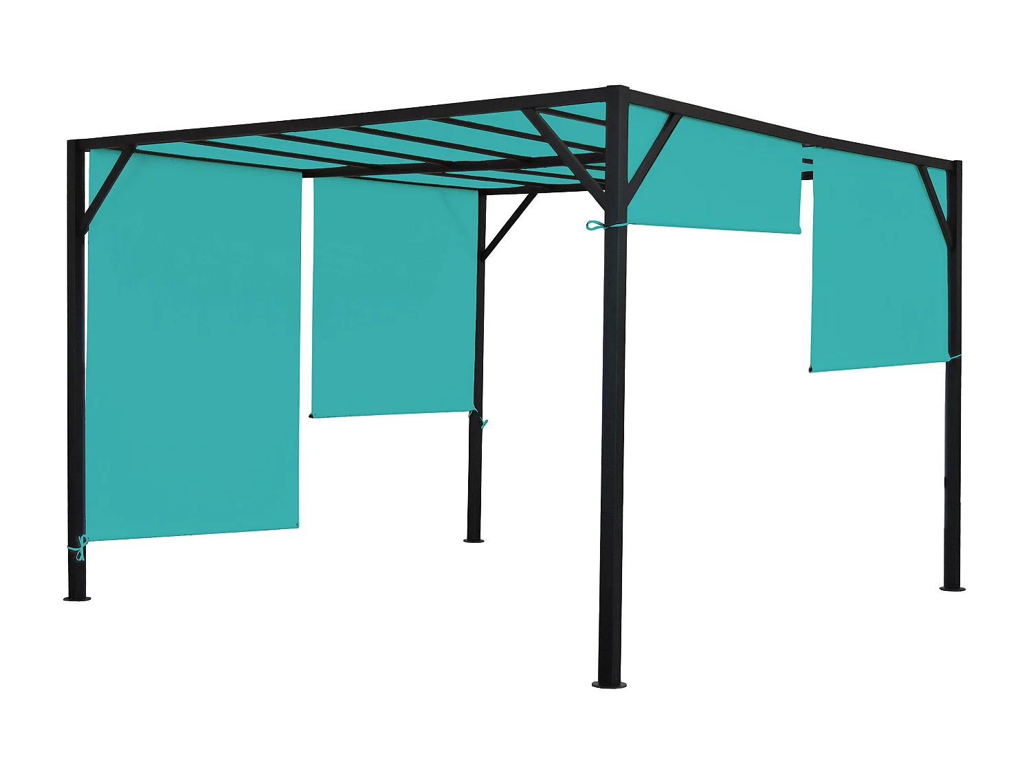 Gazebo pergola regolabile baldacchino moderno elegante giardino patio Baia acciaio poliestere 4x3m azzurro