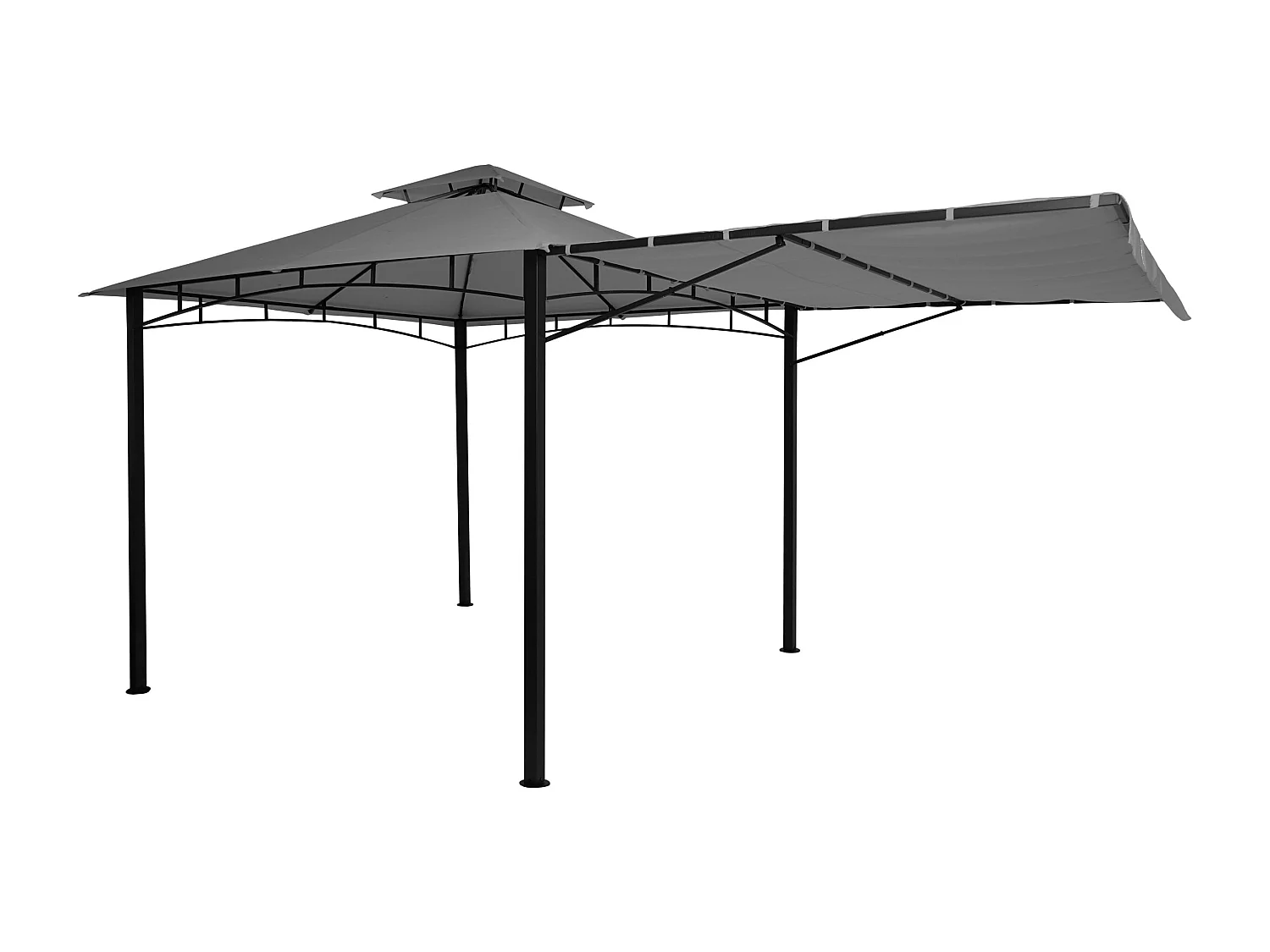Gazebo pergola estensibile baldacchino moderno elegante giardino patio MCW-F94 acciaio poliestere 2,5x2,5m ~ grigio