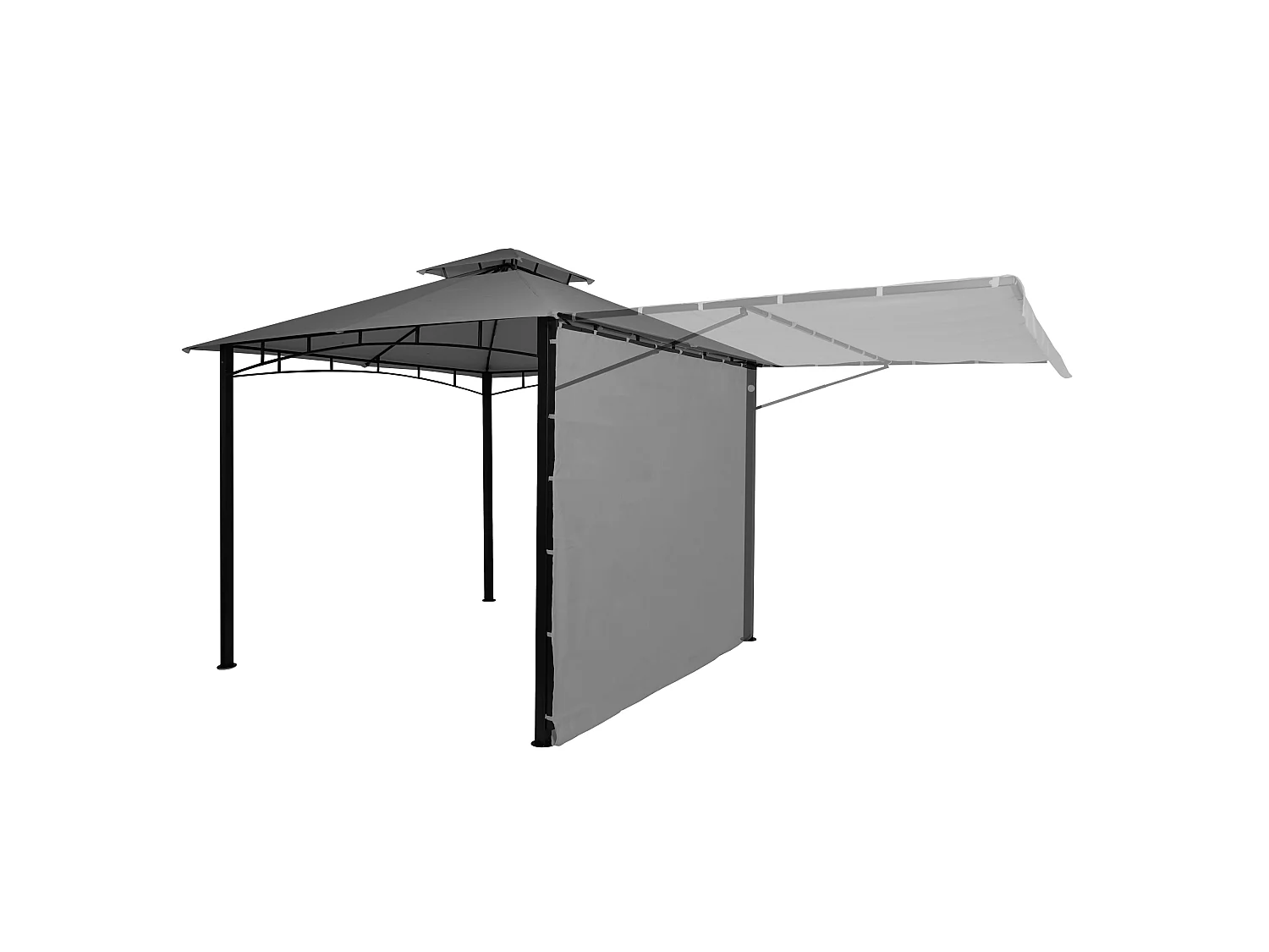 Gazebo pergola estensibile baldacchino moderno elegante giardino patio MCW-F94 acciaio poliestere 2,5x2,5m ~ grigio