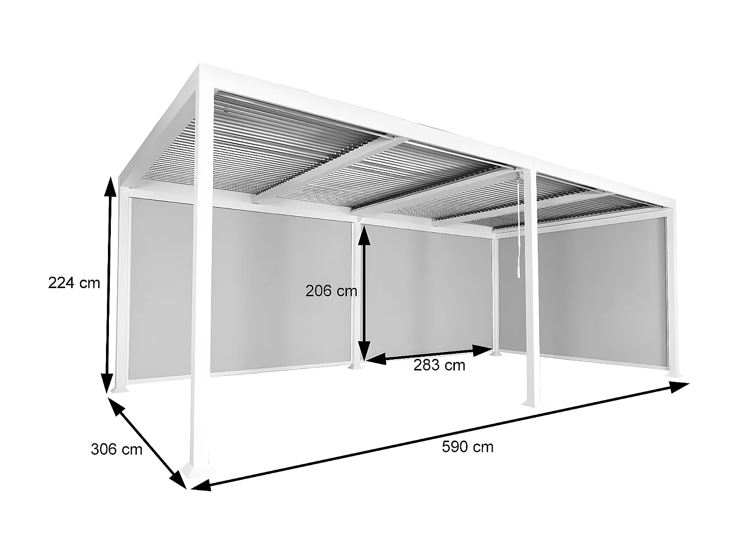 Pergola aluminiowa MCW-L41 z 3 ściankami bocznymi,  biały