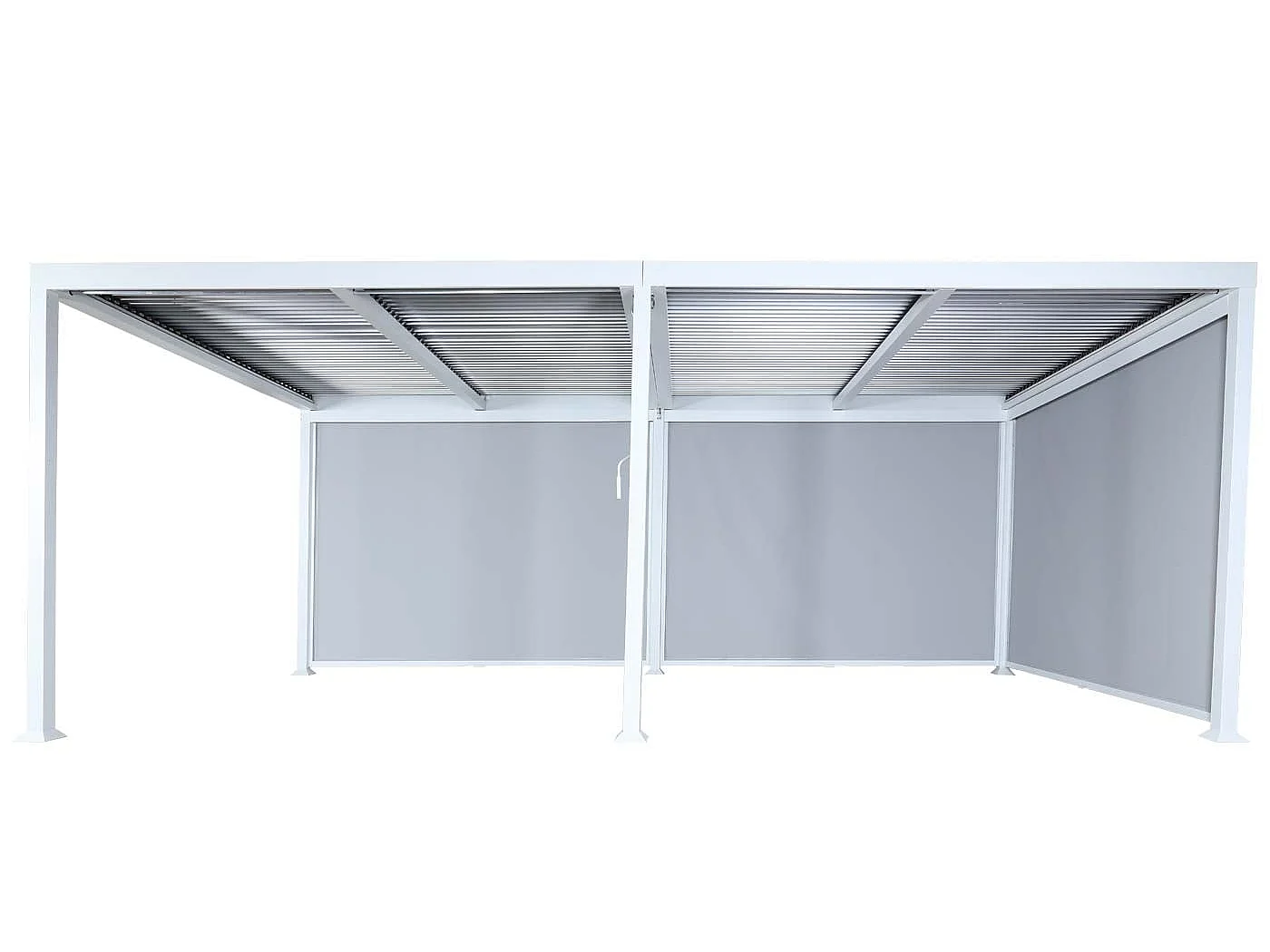 Aluminiumspergola MCW-L41 med 3 sidevægge,  hvid
