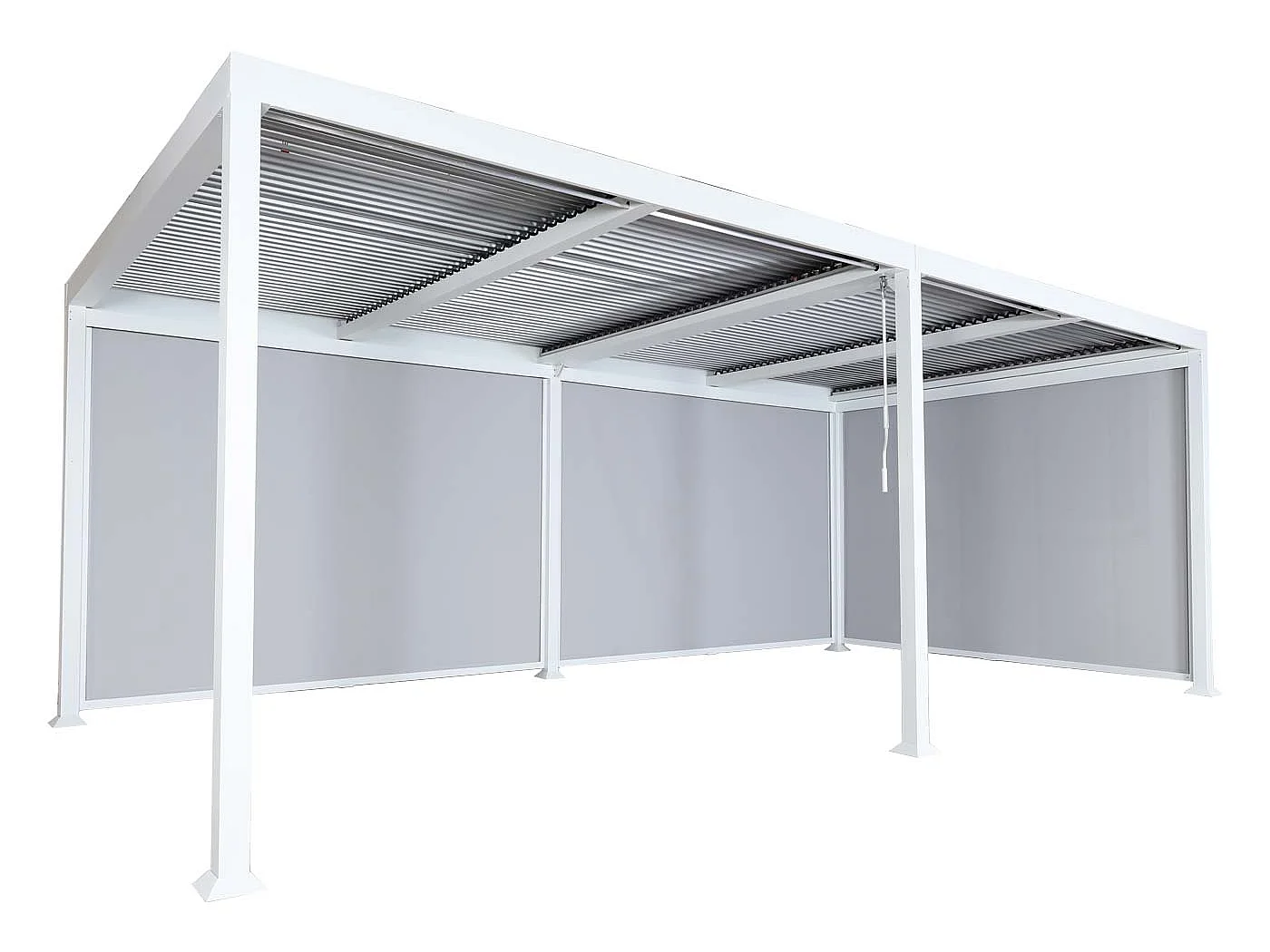 Aluminiumspergola MCW-L41 med 3 sidevægge,  hvid