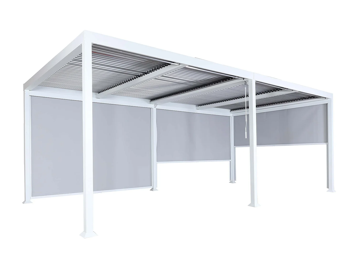 Aluminiumspergola MCW-L41 med 3 sidevægge,  hvid