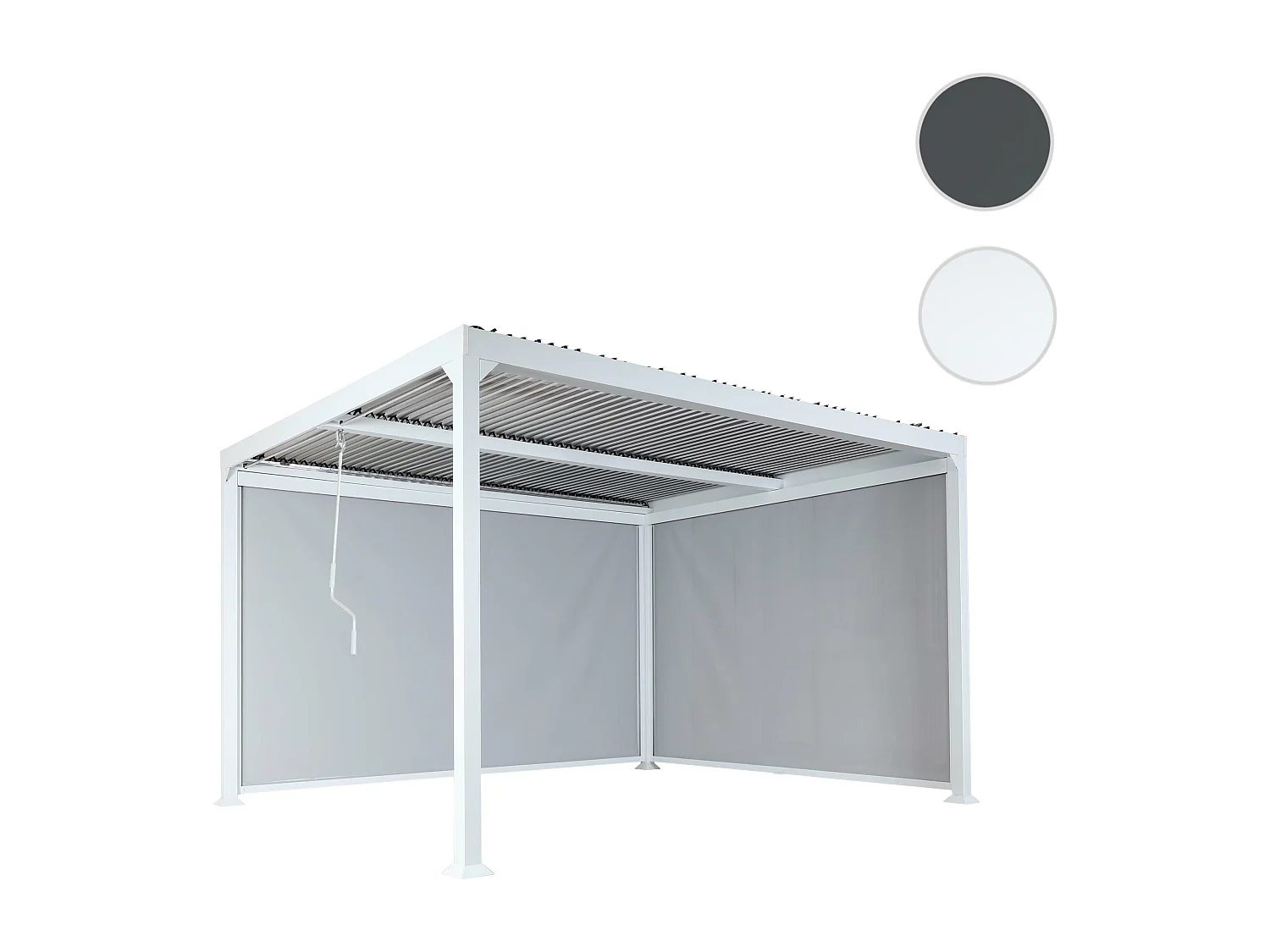 Aluminium pergola MCW-L41 met 2x zijwand,  wit