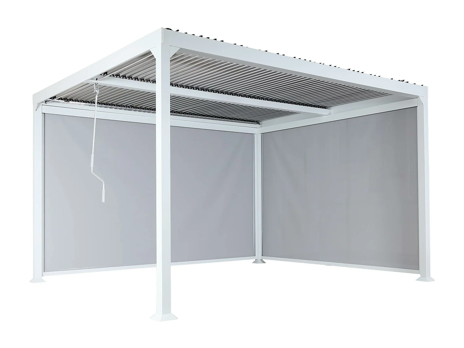 Pergola aluminiowa MCW-L41 z 2x ścianką boczną,  biały