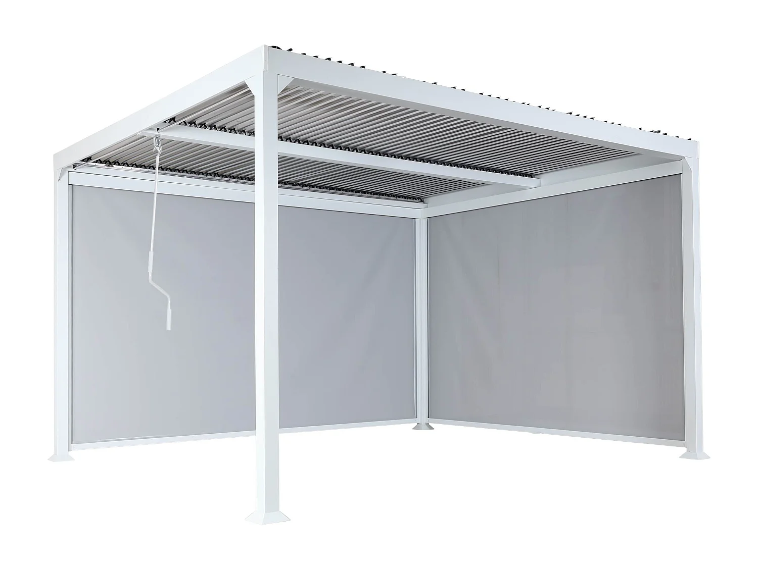 Aluminiumspergola MCW-L41 med 2 sidevægge,  hvid