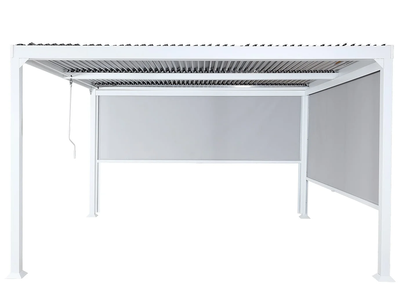 Aluminiumspergola MCW-L41 med 2 sidevægge,  hvid