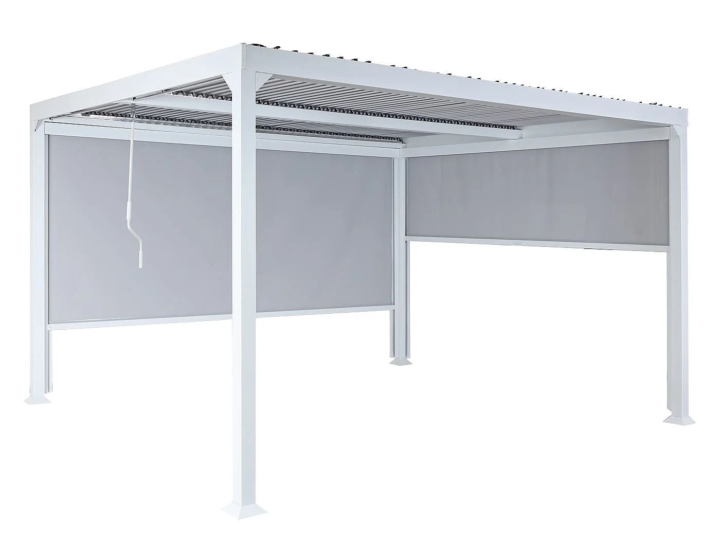 Aluminiumspergola MCW-L41 med 2 sidevægge,  hvid