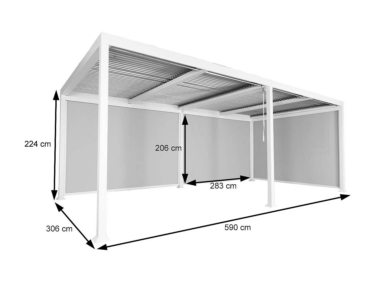 Pergola aluminiowa MCW-L41 z 3 ściankami bocznymi,  antracyt