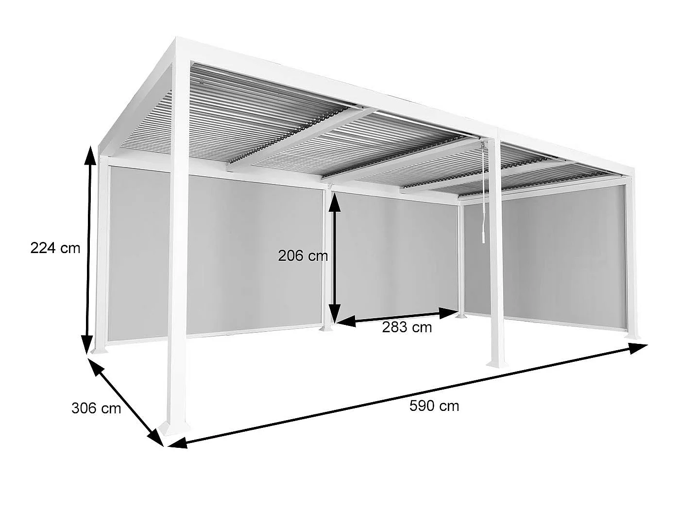 Aluminiumspergola MCW-L41 med 3 sidevægge,  antracit
