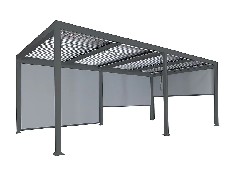 Alu Pergola MCW-L41 mit 3x Seitenwand, Anthrazit