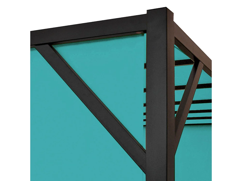 Gazebo pergola regolabile baldacchino moderno elegante giardino patio Baia acciaio poliestere 4x4m azzurro