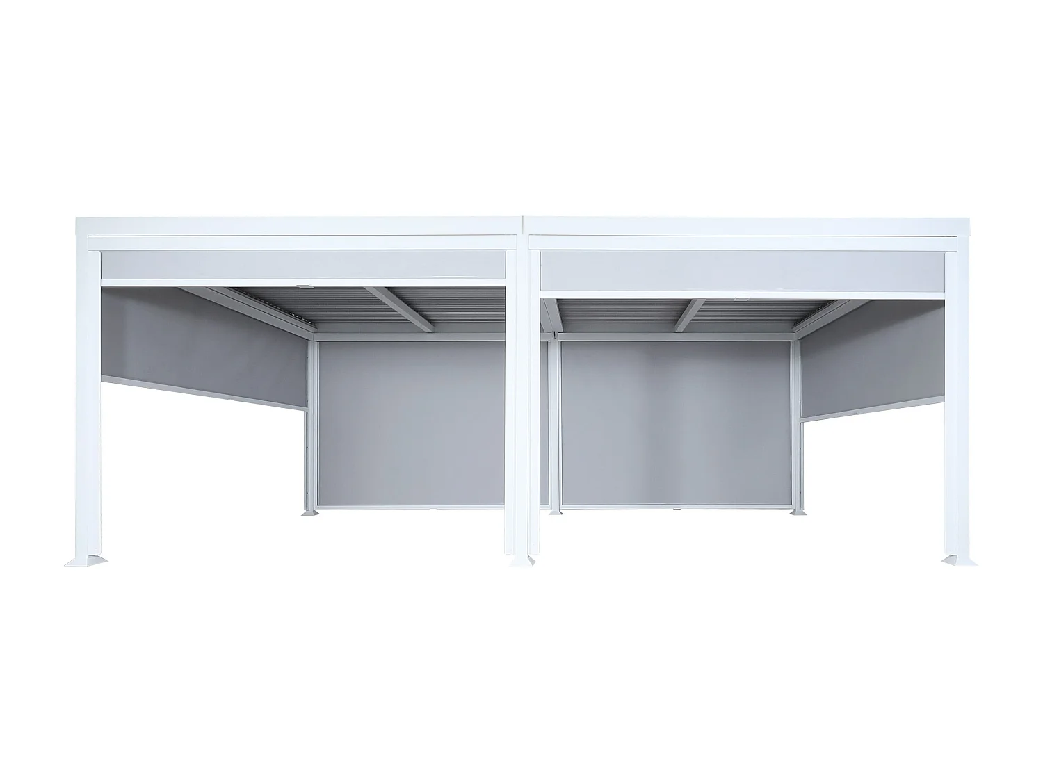 Aluminiumspergola MCW-L41 med 6 sidevægge,  hvid