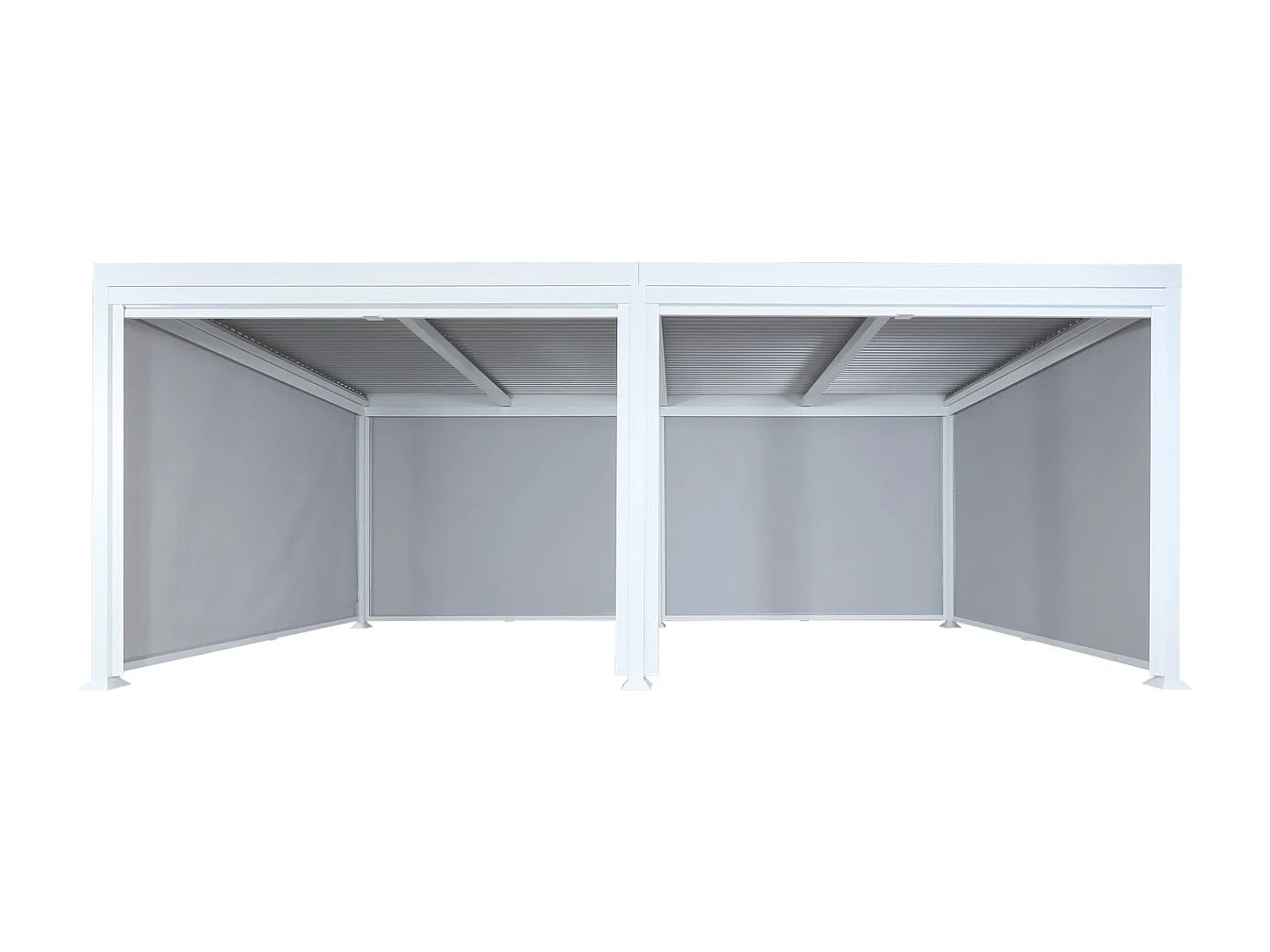 Aluminiumspergola MCW-L41 med 6 sidevægge,  hvid