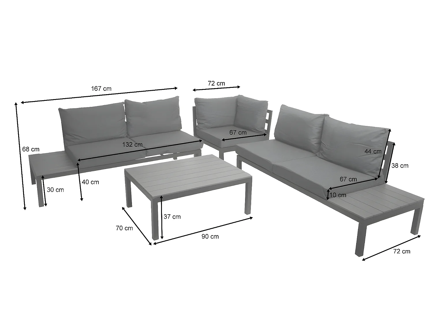 Zestaw ogrodowy MCW-H54b (2-częściowy),  ciemnoszara tapicerka